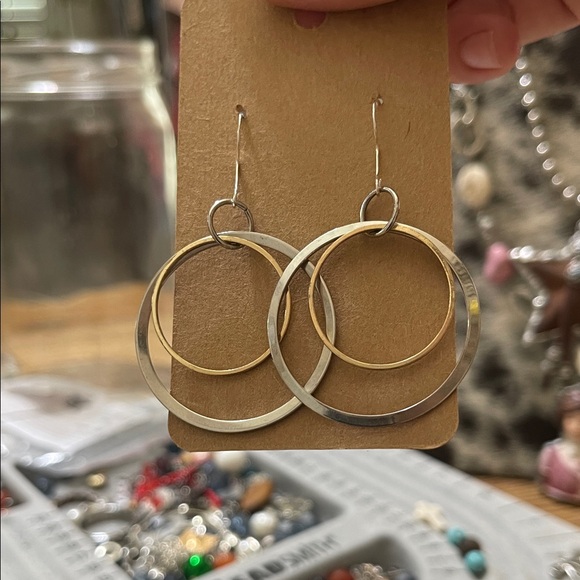 Jewelry - Handmade Dual-Tone Hoop Earrings